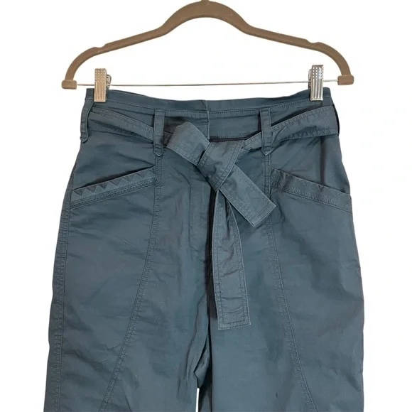 ANTHROPOLOGIE Ellie Belted Utility Pants Embroidered Blue Size 4 - Picture 7 of 16